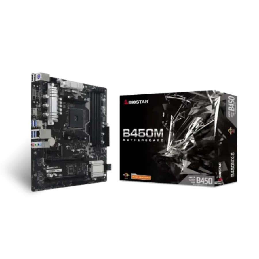 BIOSTAR AMD SOCKET AM4 DDR4 GAMING MOTHERBOARD B450MX-S (RYZEN APU/CPU, DDR4)
