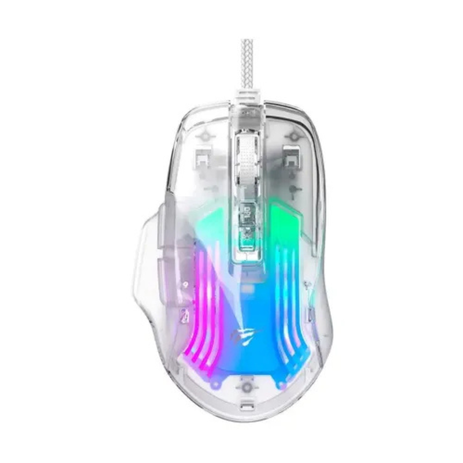 HAVIT MS1011SE TRANSPERENT RGB BACKLIT WHITE GAMING GAMENOTE MOUSE